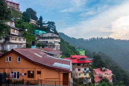 August 30th 2023, Himachal Pradesh, India. Scenic Shimla, Himachal Pradesh: Hillside Construction,...