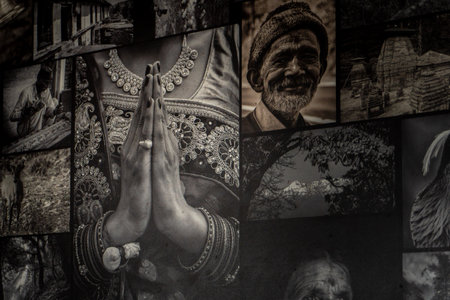Aug2nd2024, Uttarakhand India. A collage of traditional Garhwali portraits and cultural displays on...