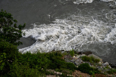 July25th2024, Himachal Pradesh, India. Bypass canal releasing excess water into Ravi River during...