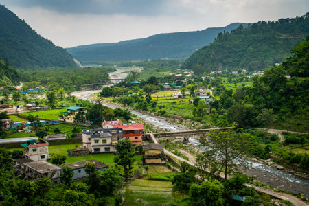 July19th2025 Dehradun Uttarakhand India. Scenic Maldevta villages blooming in lush greenery along...