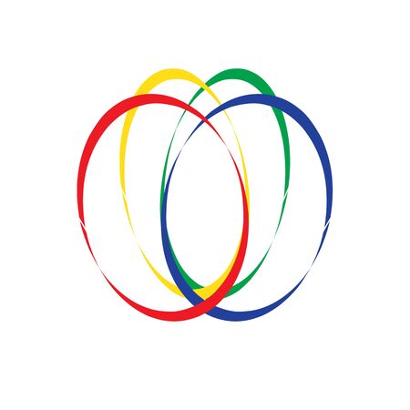 four colorful oval combined together. designed with calligraphy.のイラスト素材