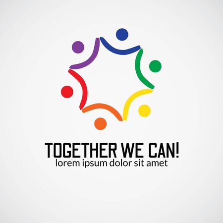 together vector illustration. colorful logo. designed to show teamwork, social, brotherhood, unity, and one purposeのイラスト素材