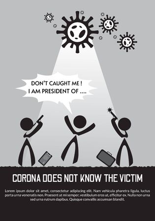 vector illustration of corona virus does not know the victims. covid-19 outbreak. social distance.のイラスト素材