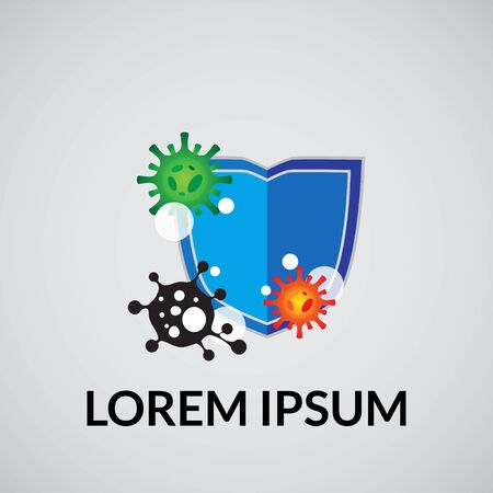 vector illustration of fight corona virus disease. shield sign protect from covid-19のイラスト素材