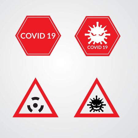 set of coronavirus sign vector illustration. covid 19 icon logo with background isolatedのイラスト素材