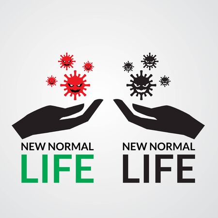 new normal concept vector illustration. designed to show that we are at peace with the coronavirus plagueのイラスト素材
