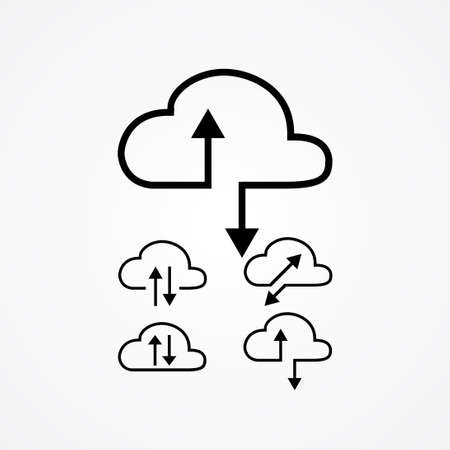 cloud tech vector illustration. download and upload data. share information via cloud storage