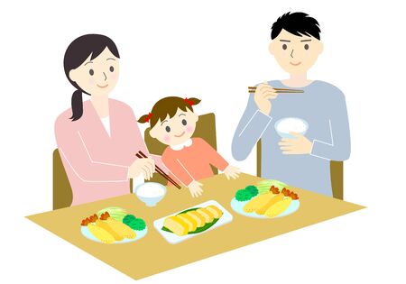 Family illustrations to eatのイラスト素材