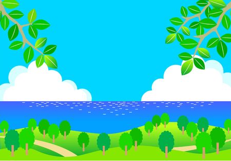 Fresh summer seaside illustrationsのイラスト素材