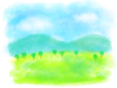 sky and monutain pastel color  illustrationの写真素材