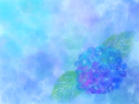 Background illustration of hydrangea in watercolorの写真素材