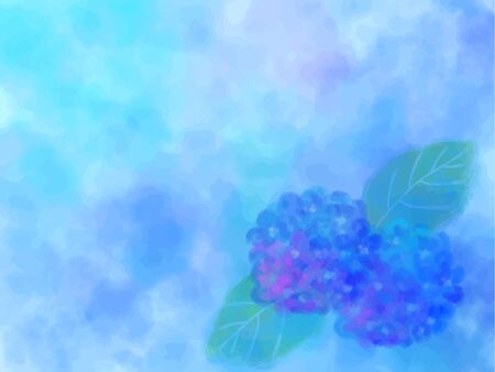 watercolor image hydrangea with abstract blue backgroundのイラスト素材