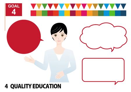 for SDGs design elements with Japanese woman (specific color)のイラスト素材