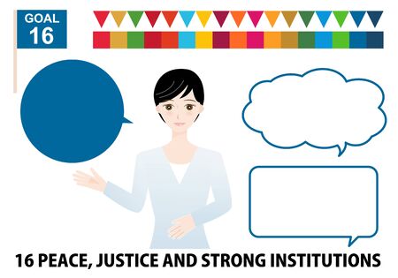 for SDGs design elements with Japanese woman (specific color)のイラスト素材