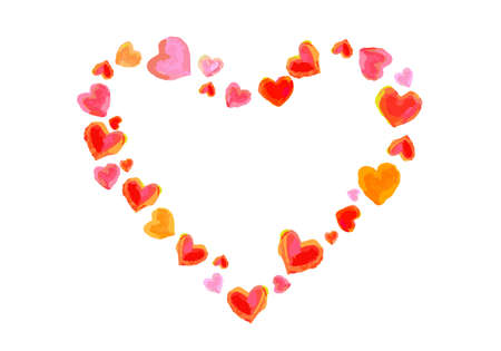 Frame illustration of watercolor heartのイラスト素材