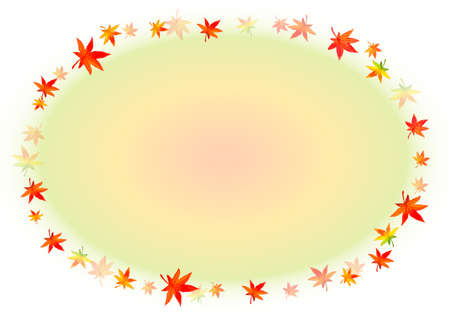 Circular frame illustration of watercolor leavesのイラスト素材