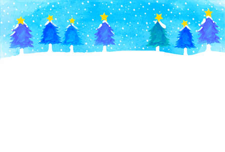 Watercolor Christmas tree and snowの写真素材