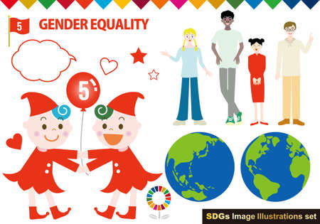 SDGs CMYK Specified Color (with Swatch) Person Illustration Setのイラスト素材