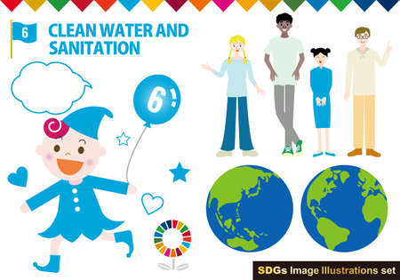 SDGs CMYK Specified Color (with Swatch) Person Illustration Setのイラスト素材