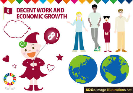 SDGs CMYK Specified Color (with Swatch) Person Illustration Setのイラスト素材