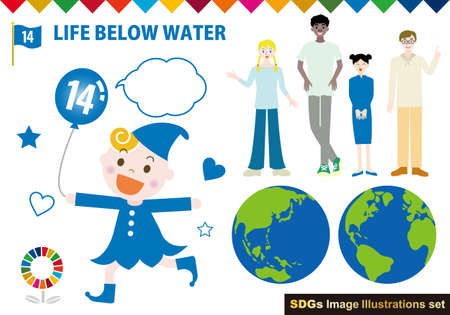 SDGs CMYK Specified Color (with Swatch) Person Illustration Setのイラスト素材