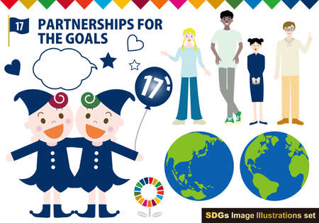 SDGs CMYK Specified Color (with Swatch) Person Illustration Setのイラスト素材