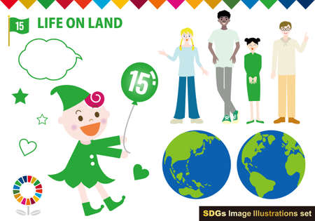 SDGs CMYK Specified Color (with Swatch) Person Illustration Setのイラスト素材