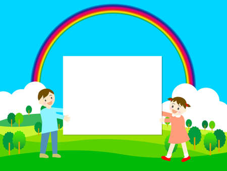 Illustration material of children and informationの写真素材