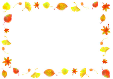 Watercolor Autumn Frame Illustrationのイラスト素材