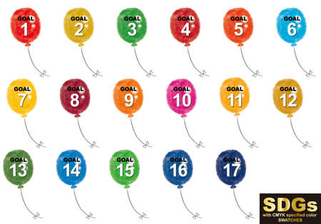 CMYK Designated Color Balloon Icon Set for SDGsの写真素材