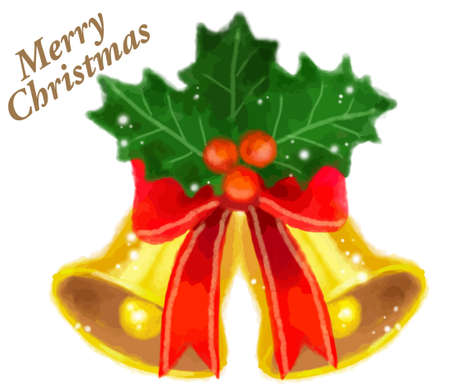 Hand-painted watercolor Christmas bellsのイラスト素材