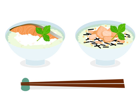 Salmon Chazuke Illustration Setのイラスト素材