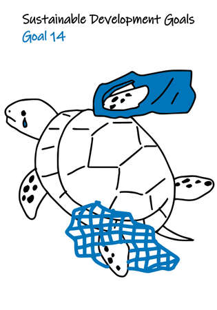 Specified Color Simple 2 Color Illustration for SDGs GOAL14のイラスト素材