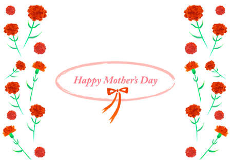 Mother's Day Frame of Watercolor Carnationの写真素材
