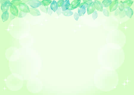 Green abstract background with watercolor leavesの写真素材
