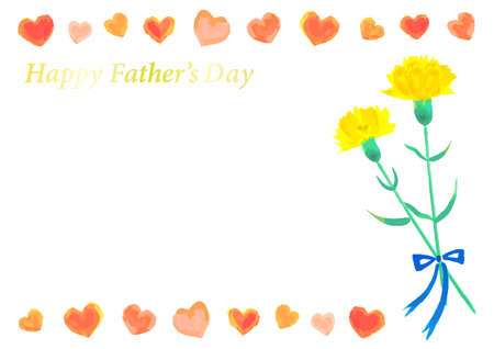 Father's Day Yellow Carnation and Heart Frameのイラスト素材