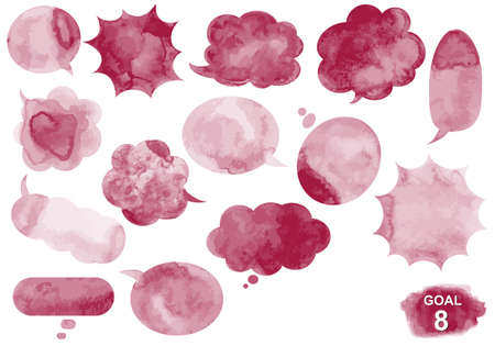 SDGs Goal 8 Image Specified Color Watercolor Callout Setのイラスト素材