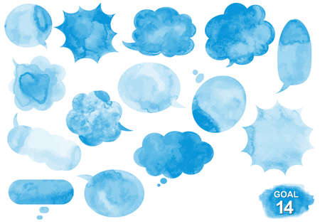 SDGs Goal 14 Image Specified Color Watercolor Callout Setのイラスト素材