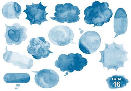 SDGs Goal 16 Image Specified Color Watercolor Callout Setのイラスト素材