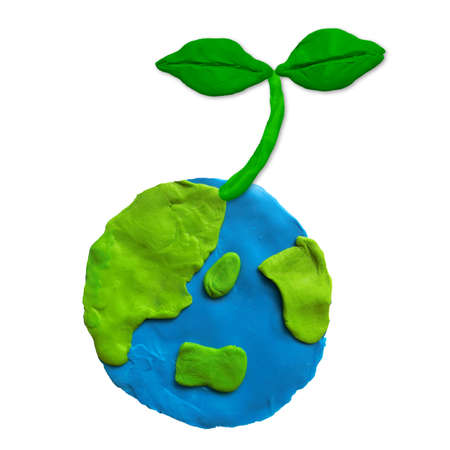 cray art 3d earth globe and sproutの写真素材