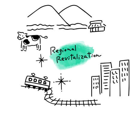 Countryside and Urban simple  Illustrationのイラスト素材