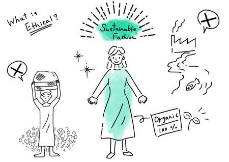ethical sustainable fashion simple touch illustrationのイラスト素材