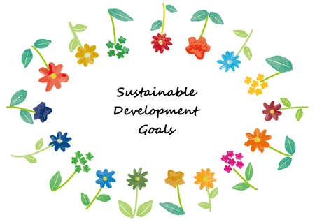 Sustainable Development Goals  image watercolor 17colors flower frameのイラスト素材