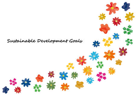 Sustainable Development Goals  image watercolor 17colors flower lineのイラスト素材