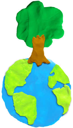 3d Southern Hemisphere and tree clay artの写真素材
