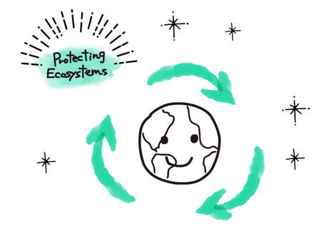 ecosystem image cute earth simple illustrationのイラスト素材