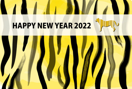 watercolor TIGER STRIPE 2022 new year card templateのイラスト素材