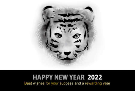 ink painting Tiger simple new year card 2022のイラスト素材