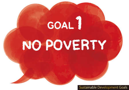 Sustainable Development Goals image watercolor Handwritten characters Goal1, Englishのイラスト素材