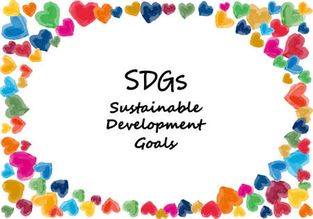 Sustainable Development Goals image hand painted watercolor heart icons frameのイラスト素材